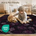 thumbnail image 4 of ODIKA 9'x12' Washable Area Rug Low Pile, Flatwoven, Gothic Maximalist Purple Magenta Decorative Flourish Pink Flower for Great Room, Indoor Concept, Large Living, 4 of 7
