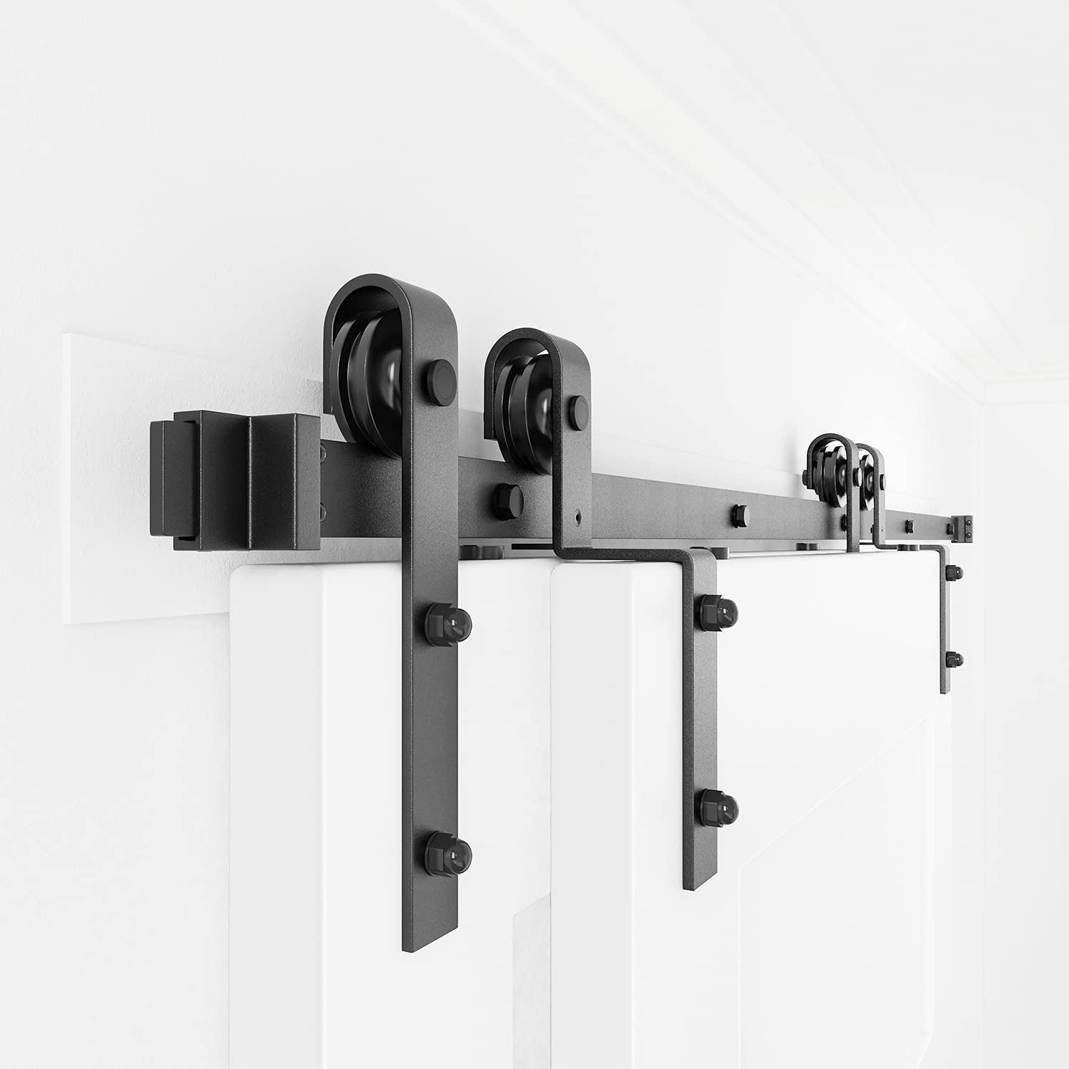I Shape Design Single Track Bypass System 2 Pcs Hangers Hardware Accessories WINSOON Sliding Barn Door Hardware Rollers 