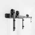 thumbnail image 1 of WINSOON 4FT Single Track Bypass Barn Door Hardware Double Doors Kit,J Style Hanger Black finish, 1 of 5