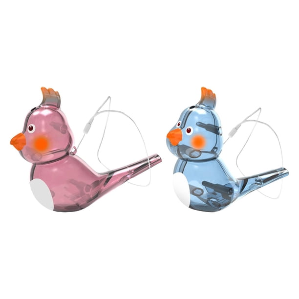 Silbato de agua de pájaro, juguete educativo para edades tempranas, novedad, juguete de llamada de pájaro para juego de baño, suministros para fiesta 2 piezas azul rosa mayimx Silbato de pájaros