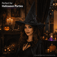thumbnail image 6 of Witch Hat for Women Adult Witch accessories Detachable Costumes Hat Accessories for Halloween Party Supplies Black Rose, 6 of 10