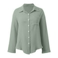 thumbnail image 5 of Bibifish Womens Shirts Casual Solid Color Button Down Chiffon Blouse Tops Oversized Long Sleeve Fall Casual Workout Ladies Shirts Outfits, 5 of 5