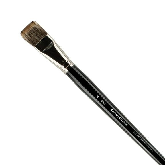 Creative Mark Hamburg Premiere Professional Oil Painting Brushes - Bright #24 Oil Paint Brush - Handmade in Germany, Natural & Synthetic Hair Blend, Long Triple-Lacquered Birch Handle