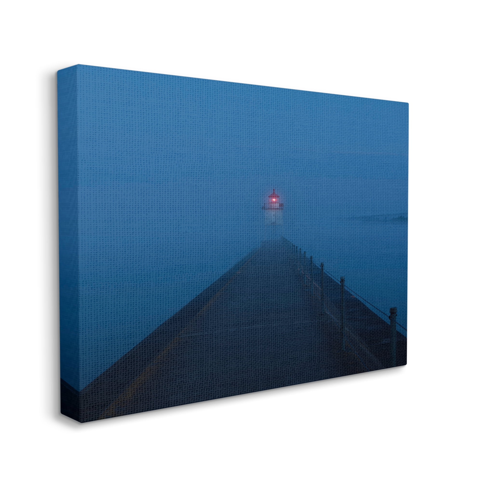 Stupell Industries Foggy Lighthouse Dock Landscape Photography Gallery Wrapped Canvas Art Print Wall Art, 30 x 24