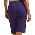 thumbnail image 5 of BODOAO Women's Bermuda Shorts Casual Twill Cotton Shorts Mid Rise Stretch Chino Shorts Knee Length Straight Leg Walk Shorts with Pockets Summer Work Business Dressy Shorts Office Loungewear Purple L, 5 of 8