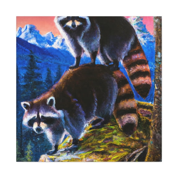 Raccoon in Moonlight. - Canvas