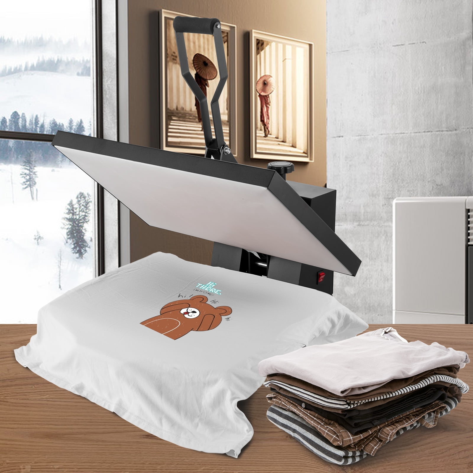 SKYSHALO Heat Press Machine, 16 x 24 in / 40 x 61 cm, Clamshell Sublimation Transfer Printer Teflon Coated, Digital Precise Heat Control, Silica-gel Sponge Powerpress for T-shirt Bag Pad Pillow