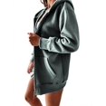 thumbnail image 3 of Solid Color Long Sleeved Hooded Coat Women Casual Zipper Hoodies With Pocket, 3 of 5