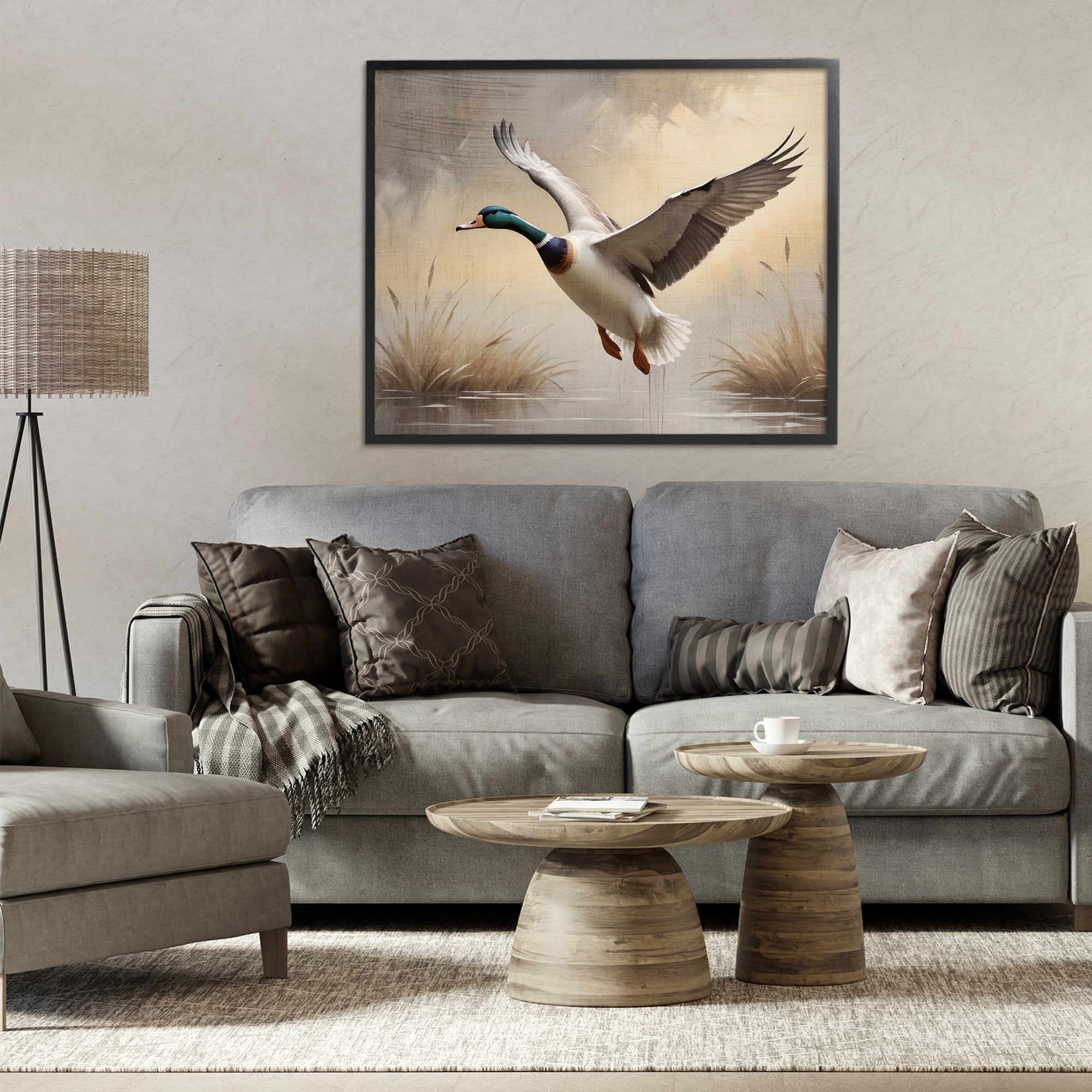 Stupell Industries Gliding Mallard over Wetlands Black Framed Giclee Art, design by Susan Arnot