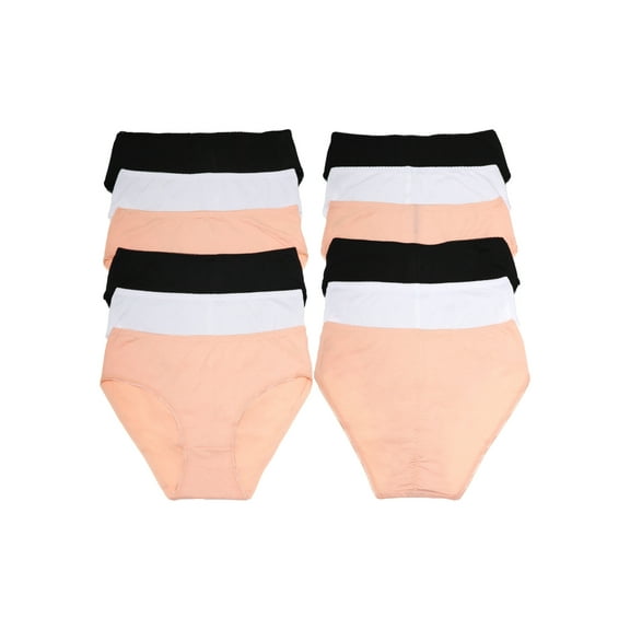 Angelina Women's High-Cut Cotton Bikini Panties with Ruched Center Back (12-Pack)