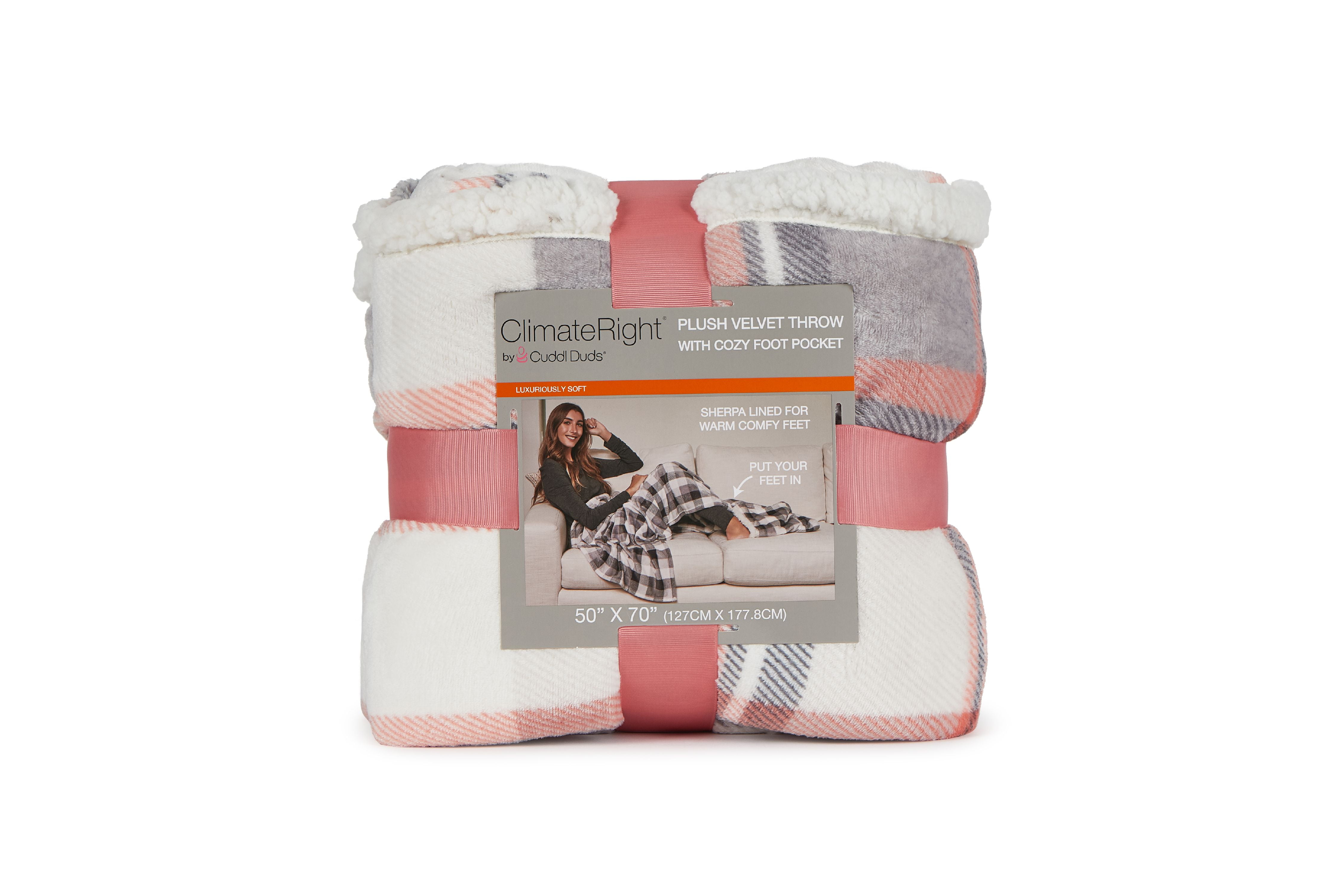 Cuddl Duds Oversized Throw Blanket with a Sherpa Foot Pocket, 50 x 70,  Red - Walmart.com