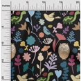 thumbnail image 2 of oneOone Polyester Spandex Black Fabric Tropical Doodled Animals With Leaves Quilting Supplies Print Sewing Fabric By The Yard 56 Inch Wide, 2 of 4