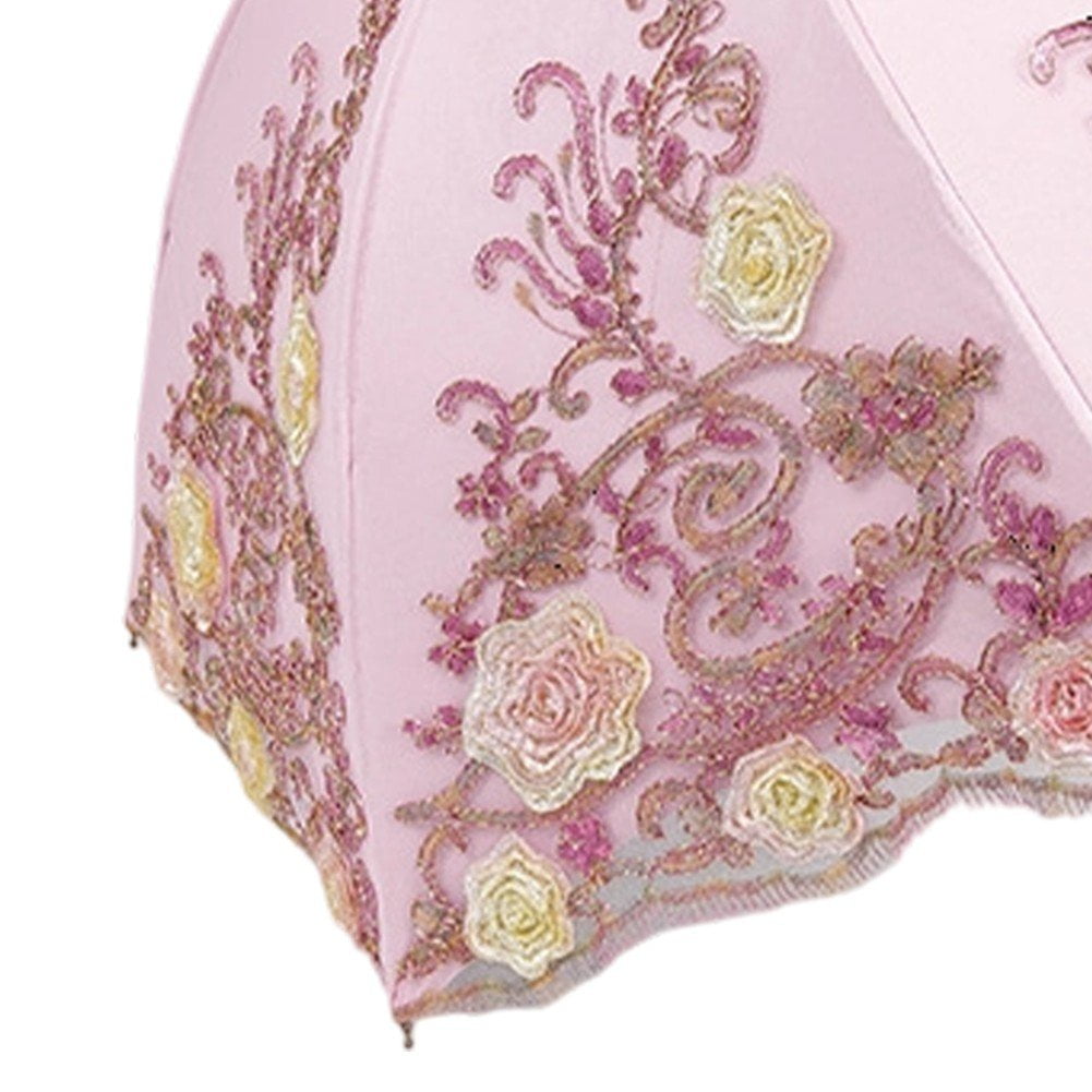 Lace Embroidery Sun Umbrella Ladies Anti-UV Umbrella Folding Parasol Umbrella Vintage Flower Embroidery Umbrella Sun/Rain/Snow Folding Umbrella