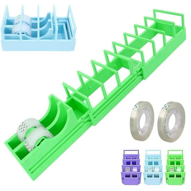 WJCA Portable Dual Roll Tape Dispenser, Foldable Ribbon and Wrapping Cutter Tool for Gift & Craft Projects, Green
