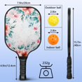 thumbnail image 4 of Pickleball Paddles Set Of 2, Fiberglass Surface, Spring Flowers Floral Print, 4 Balls & Bag, 4 of 5
