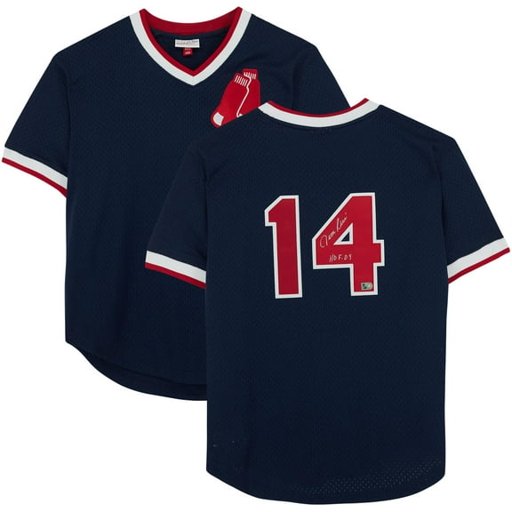 Jim Rice Boston Red Sox Autographed Blue 1989 Mitchell & Ness Authentic Batting Practice Jersey with "HOF 09" Inscription - Fanatics Authentic Certified