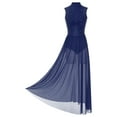 thumbnail image 3 of Miaeowve Adult Women Lyrical Dance Dress Overlay Leotard Dresses Sleeveless Mesh Tulle Flowy Maxi Navy Blue M, 3 of 6