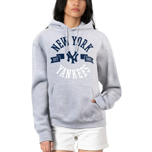 Women's G-III 4Her by Carl Banks Heather Gray New York Yankees City Graphic Pullover Hoodie