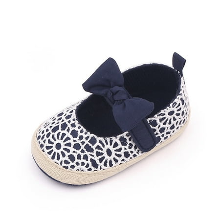 

Rovga Baby Boys Girl Shoes Infant Newborn Sneakers Cute Bow Lace Walking Shoes Flat Shoes Baby Gift 0-3 Months Blue
