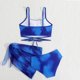 thumbnail image 4 of Traje de baño de 2 piezas para mujer, trajes de baño para mujer, traje de baño de verano estampado hawaiano de tres piezas para niños, top de poliéster para niños, 4 of 9