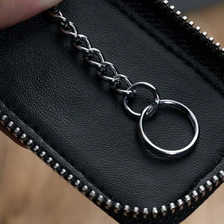 Key Cover Wallet Genuine Leather Car Keychain Bag Zipper Key Holder  Organizer Case Pouch Men Women