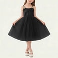 thumbnail image 2 of Girls Tulle Dress Butterfly Applique Sleeveless Spaghetti Strap Birthday Party Wedding Flower Girl Tutu Dress for Kids Little Girls Black,Size 1-2 T, 2 of 6
