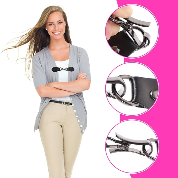 jojofuny 4Pcs Coat Belt Fastening Buckle for Various Age Groups Black Metal