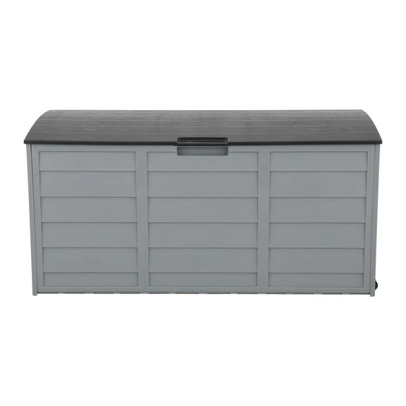 Zimtown 75gal Plastic Storage Deck Box Backyard Chest Tools Cushions Toys w/ Wheel Grey