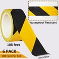 thumbnail image 2 of 6 Rolls Black and Yellow Hazard Warning Safety Tape 2 Inch x 108 Feet Waterproof Floor Marking Tape Caution Tape Roll Safety Tape for Warehouse Gym Floor Walls Pipes and Equipment Black, 2 of 5