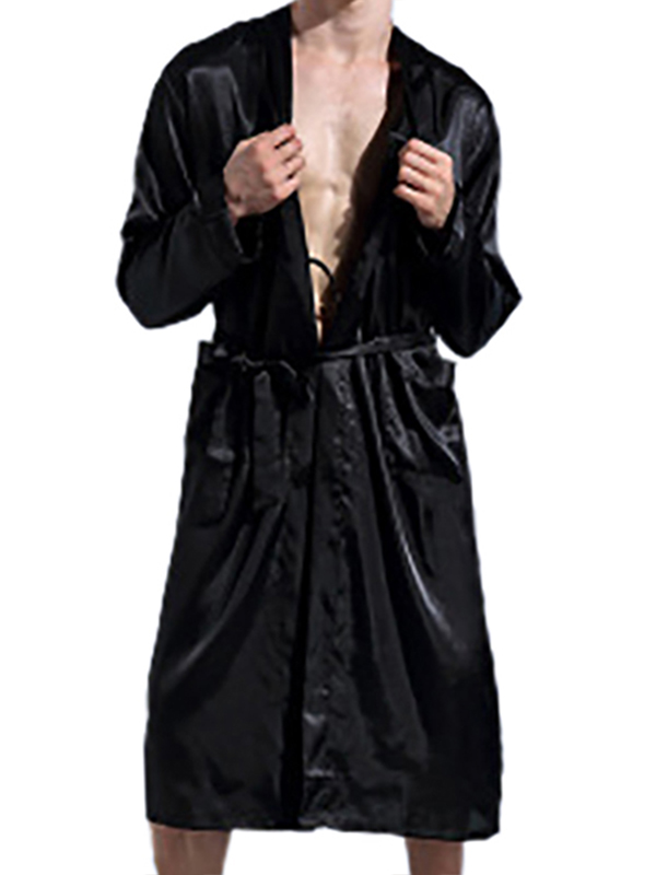 black mens silk dressing gown