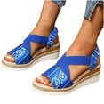 thumbnail image 3 of KBODIU Women's Open Toe Buckle Ankle Platform Wedge Sandals, Women's Sandals Printed Beach Slippers Wedge Platform Arch Support Orthopedic Sandals, 3 of 6