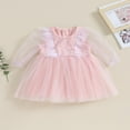 thumbnail image 3 of EIMELI Robe Tutu en Tulle pour Bébé Fille, Robe Courte à Manches Longues pour Tout-Petit avec Garniture en Plumes, Robe de Fête Princesse d'Automne à Col Rond, 3 of 9