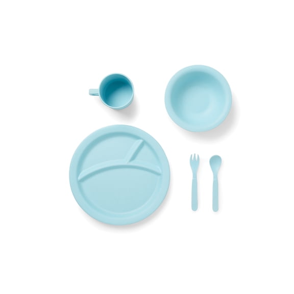 Kids Bamboo Dinnerware Set, 5-Piece, Blue