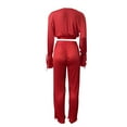 thumbnail image 5 of ShomPort Women's Fall Two Piece Outfits Long Sleeve Crop Tops Wide Leg Pockets Pants Lounge Sets, 5 of 5