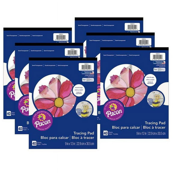 Art Street Prang Tracing Paper Pad Translucent 9" x 12" 40 Sheets Pack of 6 (PAC103914-6)