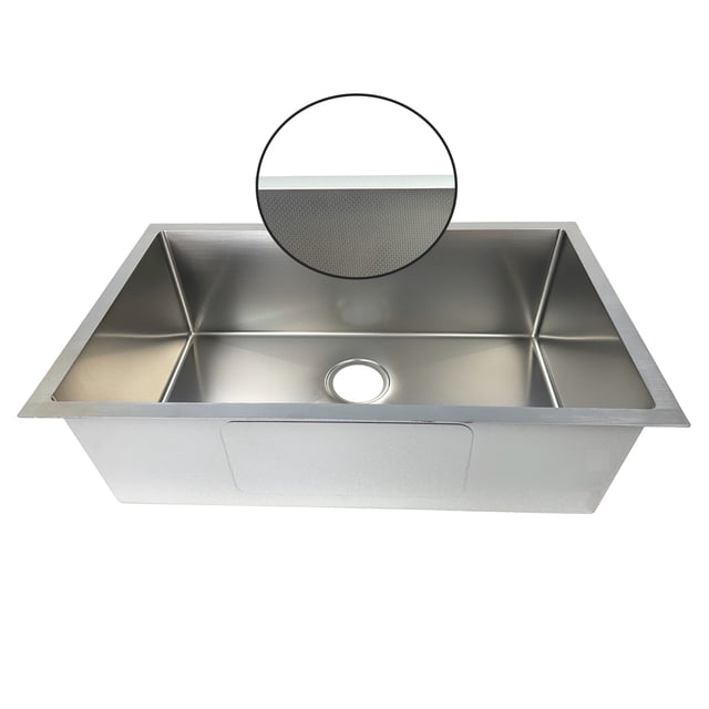 Fini Texturé Évier de Cuisine Encastré 23 Po 16 Gauge - Bol Simple en Acier Inoxydable