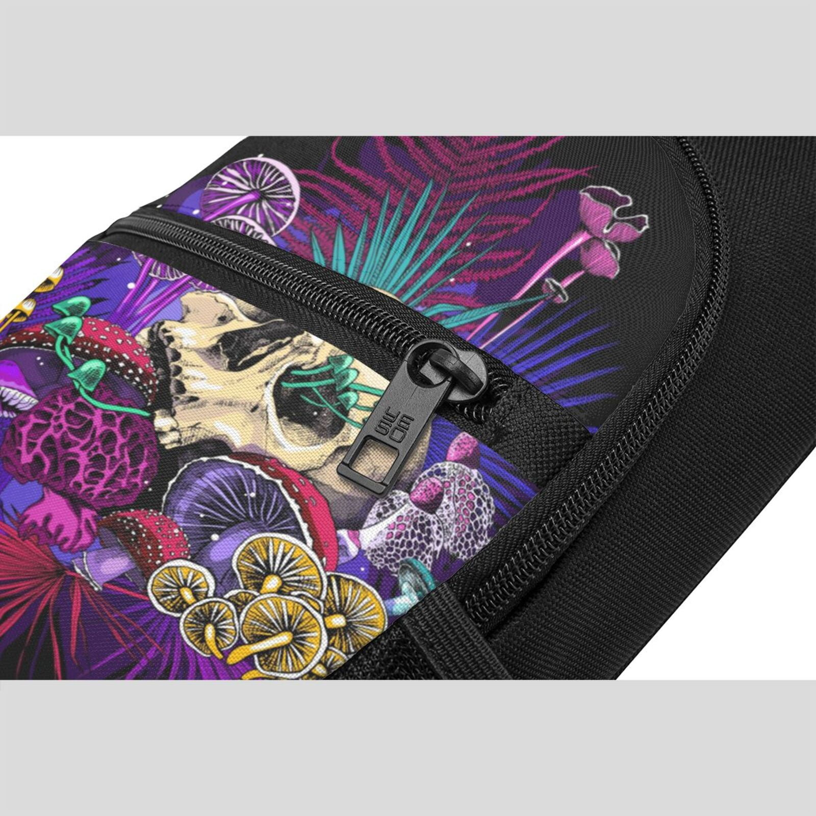 Xecao's Mushrooms and Skull Print Sling Bag: A Versatile Chest, Shoulder, and Crossbody Backpack for Casual Days Out, Perfect for Both Men and Women