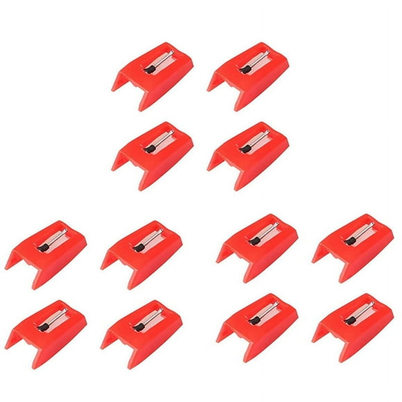 12 Pcs Record Player Needles, Universal Replacement Stylus Needles Replacement Stylus Needles for Vinyl Record Player,12 x Replacement stylus needles,red