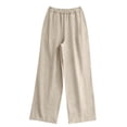 thumbnail image 4 of JXMVOJ Women's Solid Color Women's Suit Pants Loose Straight Leg Wide Leg Casual Sports Pants Long Pants - Beige,Plus Size Leggings With Pockets, 4 of 4