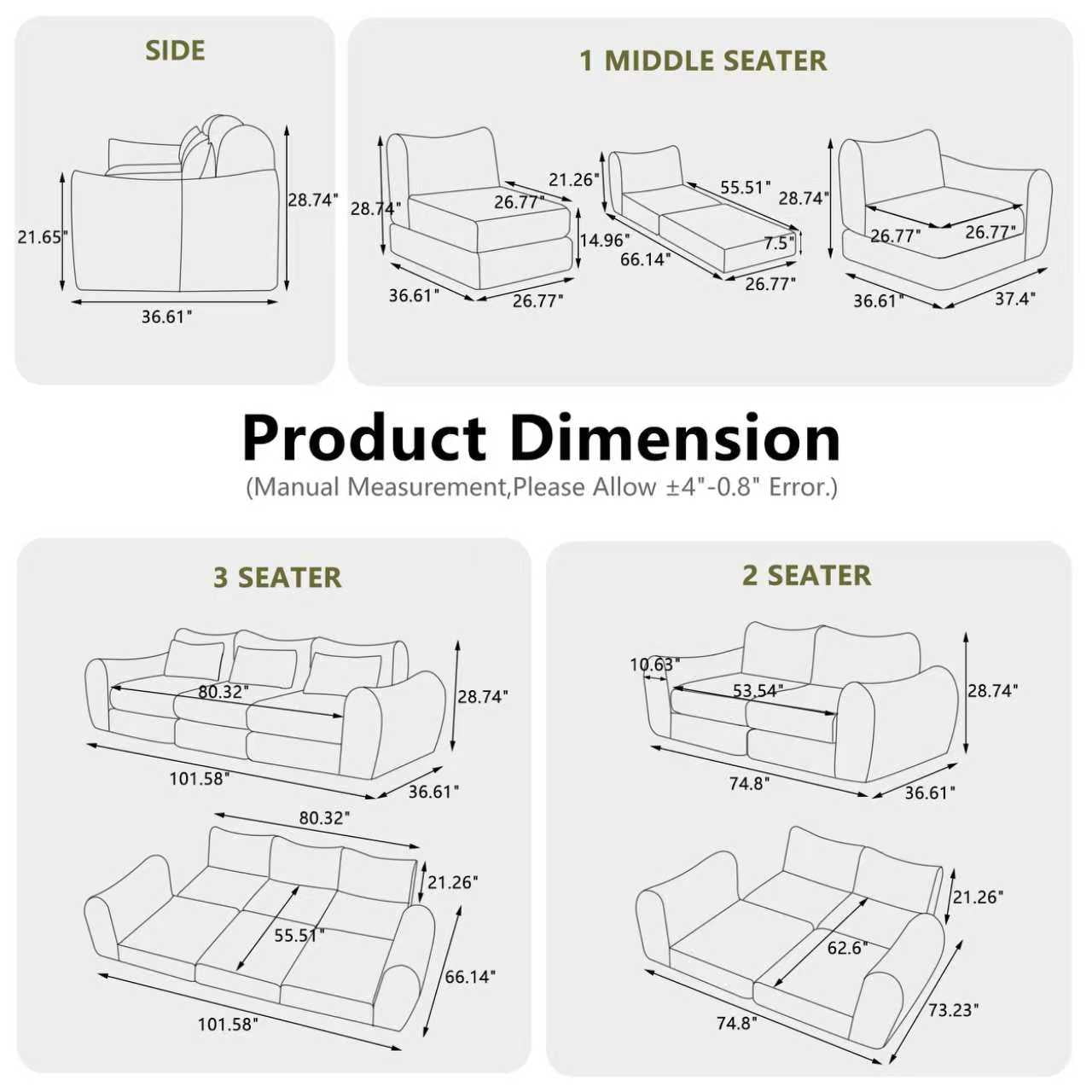 Modular Cloud Sofa, Convertible Folding Sofa Bed, Sectional Cushioned Sofa with Wear-Resistant Flannelette Fabric and High-Density Foam, Versatile Modular Design for Living Room, Yellow