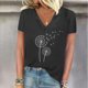 thumbnail image 2 of Camisetas de Manga Corta para las Mujeres, Impresión de Cuello en V Camiseta Casual Top Hecho de 95% Poliéster 5% Spandex para el Uso Diario de Primavera Verano, Camisetas para las Mujeres Casual, 2 of 4