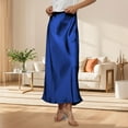 thumbnail image 2 of LWavelet Satin Maxi Skirt Women Elegant Evening Party Flowy Versatile Bottoms Dark Blue S, 2 of 5