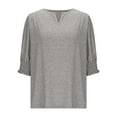 thumbnail image 3 of Ounisa Women Fashion V-Neck Half Sleeves Oversized T Shirt Solid Casual Loose Basic Tops, 3 of 5