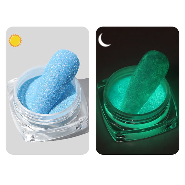 Xihbxyly Polvo de Uñas Luminoso, Purpurina Fluorescente para Decoración de Uñas, Polvo de Diamante Roto Que Brilla En La Oscuridad, Fácil de Aplicar para Uñas Diy, Fiestas de Halloween y Navidad, Seg
