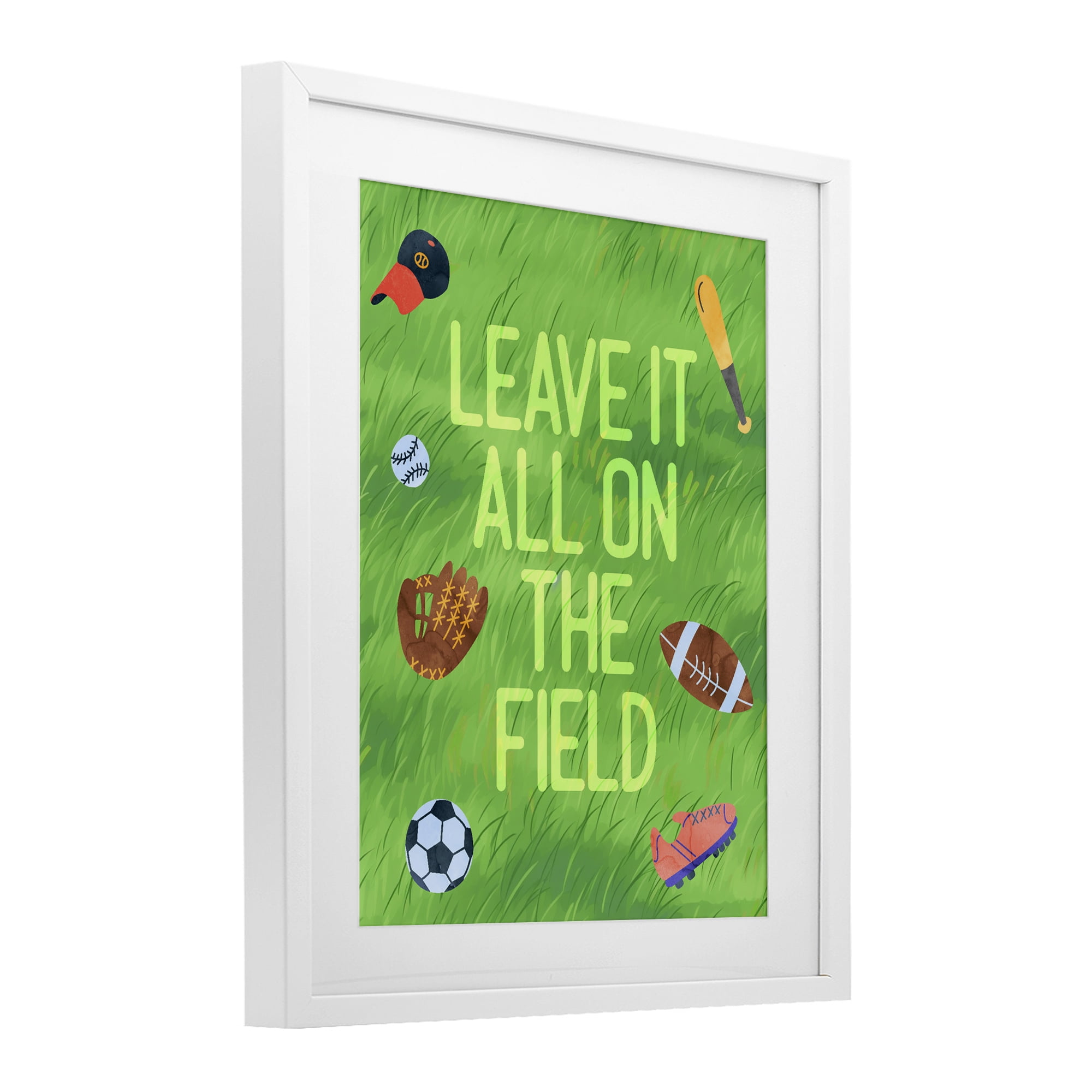 Stupell Industries Leave It On The Field White Framed Print Under Glass, design by Lil' Rue