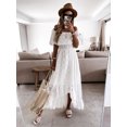 thumbnail image 2 of TEELYNN Vestido largo sexy con hombros descubiertos, vestido vintage de algodón blanco con cuello oblicuo, vestidos de verano sueltos para mujer, ropa de playa bohemia informal, 2 of 5