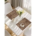 thumbnail image 5 of Leopard Printed Placemats Set of 4, Modern Animals Textured Brown Placemats for Dining Table, Place Mats for Kitchen Tabletop, Waterproof Wipeable Dining Table Mats Set, 5 of 9
