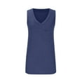 thumbnail image 5 of up to 60% off Gifts Usmixi Womens Tank Tops Casual Solid Loose Breathable Workout Pocket Tshirts Vest Summer Trendy Plain V-Neck Sleeveless Shirts Blouse Dark Blue XL, 5 of 5