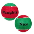 thumbnail image 2 of Bulk Dog Tennis Ball Toys Naughty or Nice Holiday Christmas Themed Red Green (5 Balls), 2 of 7