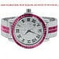 thumbnail image 2 of Mens Roman Face Pink Tourmaline Steel Baguette Solitaire Bezel Custom Adjustable Band Watch W/Date, 2 of 7